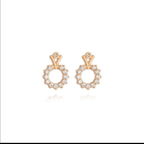 EARRINGS ZIRCONIA + GOLD ROSÉ PLATED IPSY Bag - Picture 1 of 8